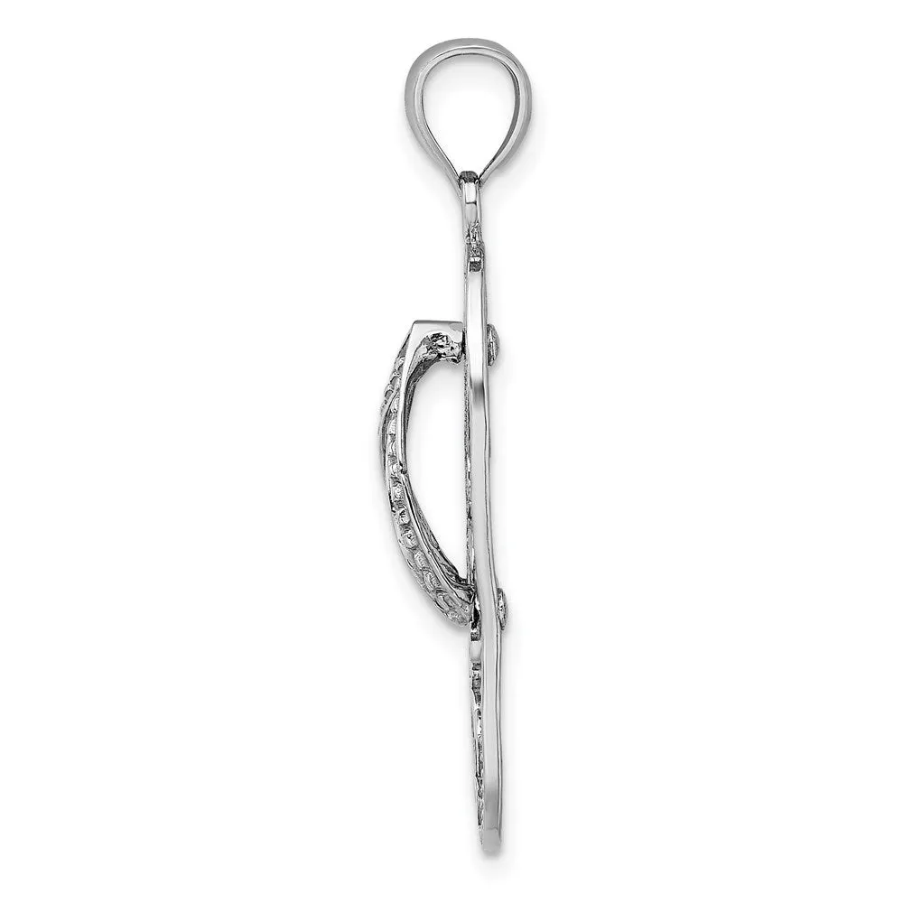 14K White Gold Triple Turtle Flip-Flop Charm