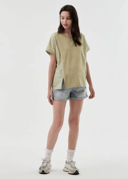 241515B1 Cuffed Maternity Denim Shorts