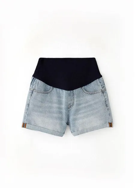 241515B1 Cuffed Maternity Denim Shorts