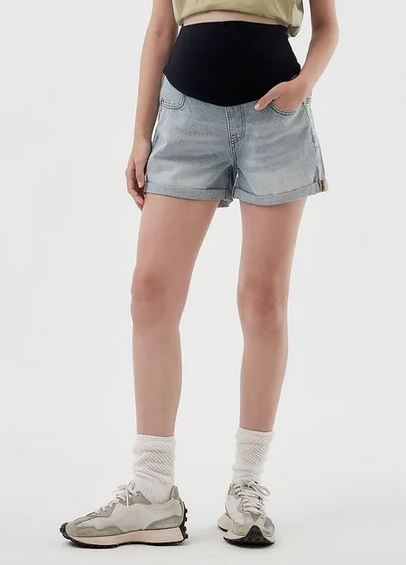 241515B1 Cuffed Maternity Denim Shorts
