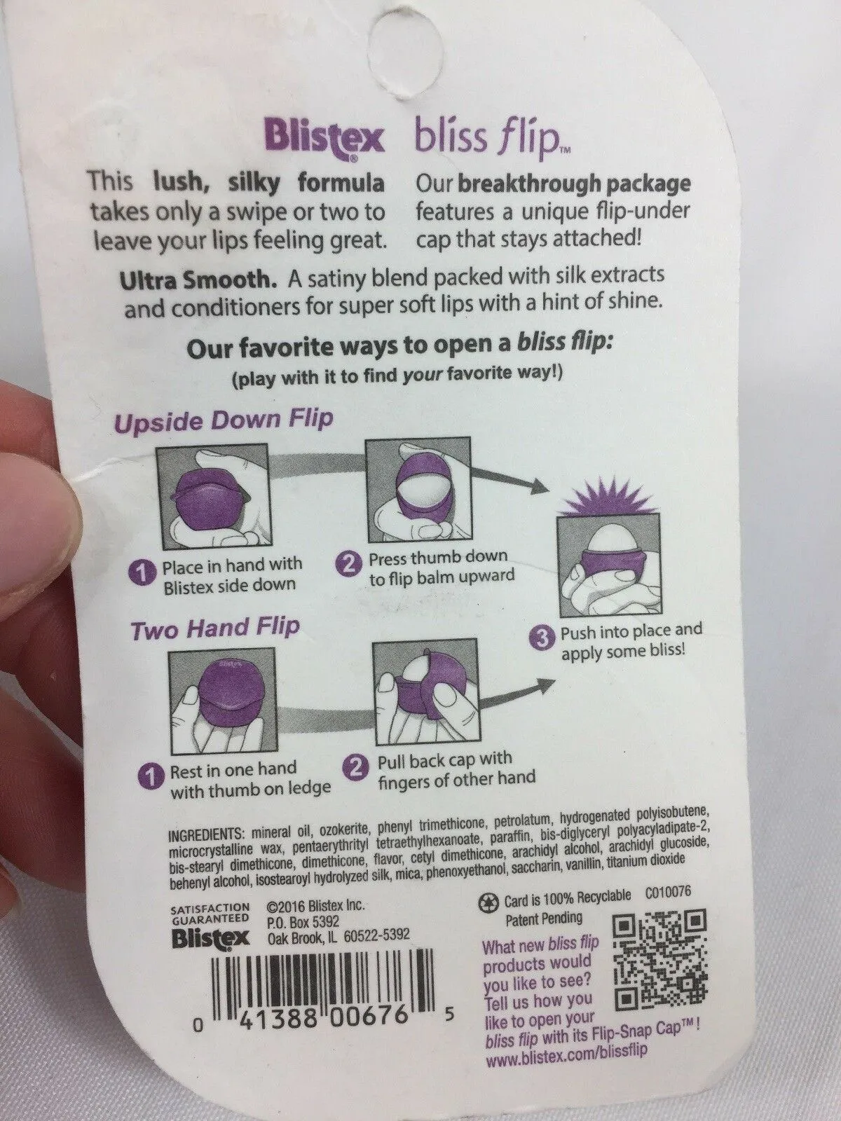 (4) Blistex Bliss Flip Soft & Silky Vanilla Fruit Moisturizing Balm