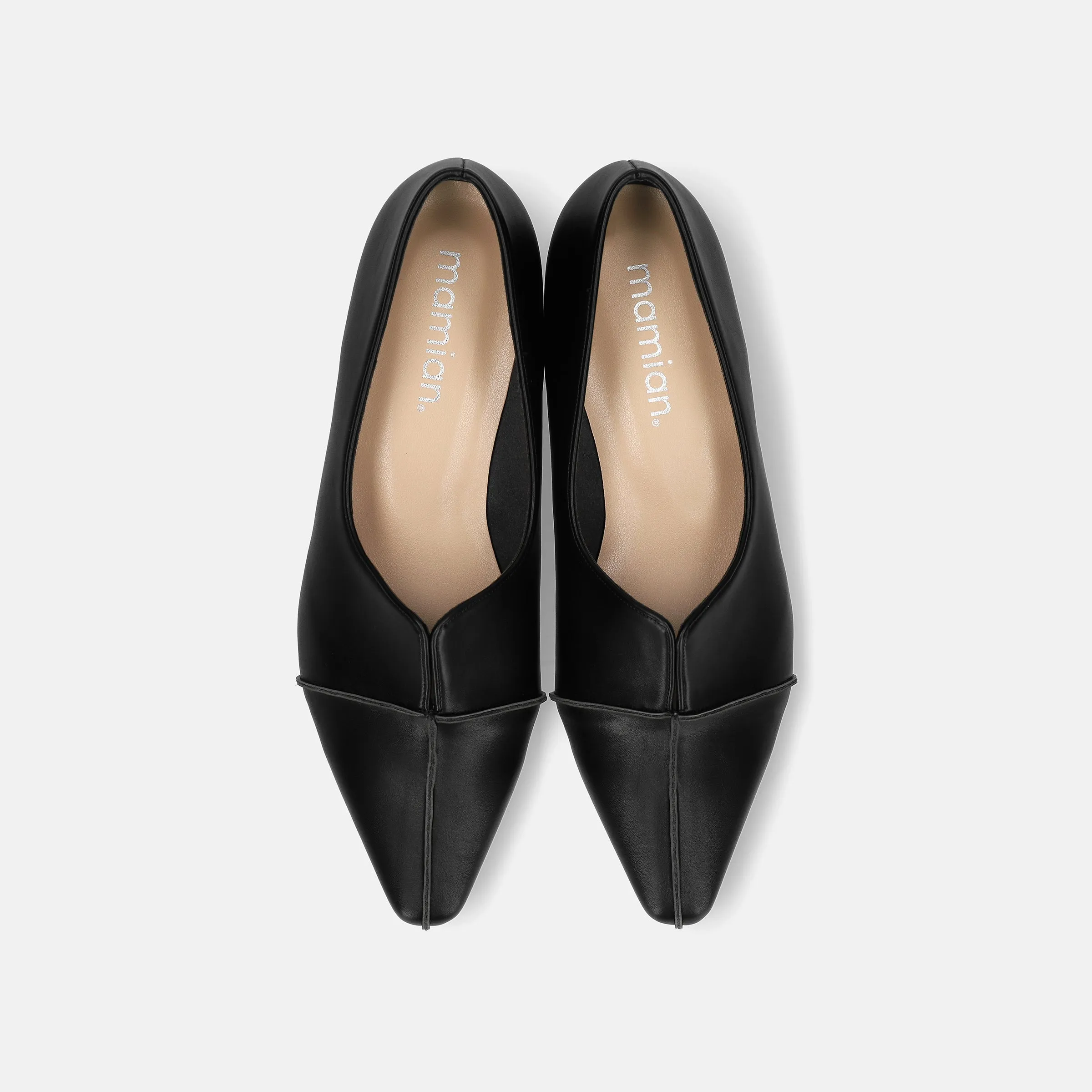 40%OFF: 2024SS: Cross seam slit design flat shoes (m18007) Black