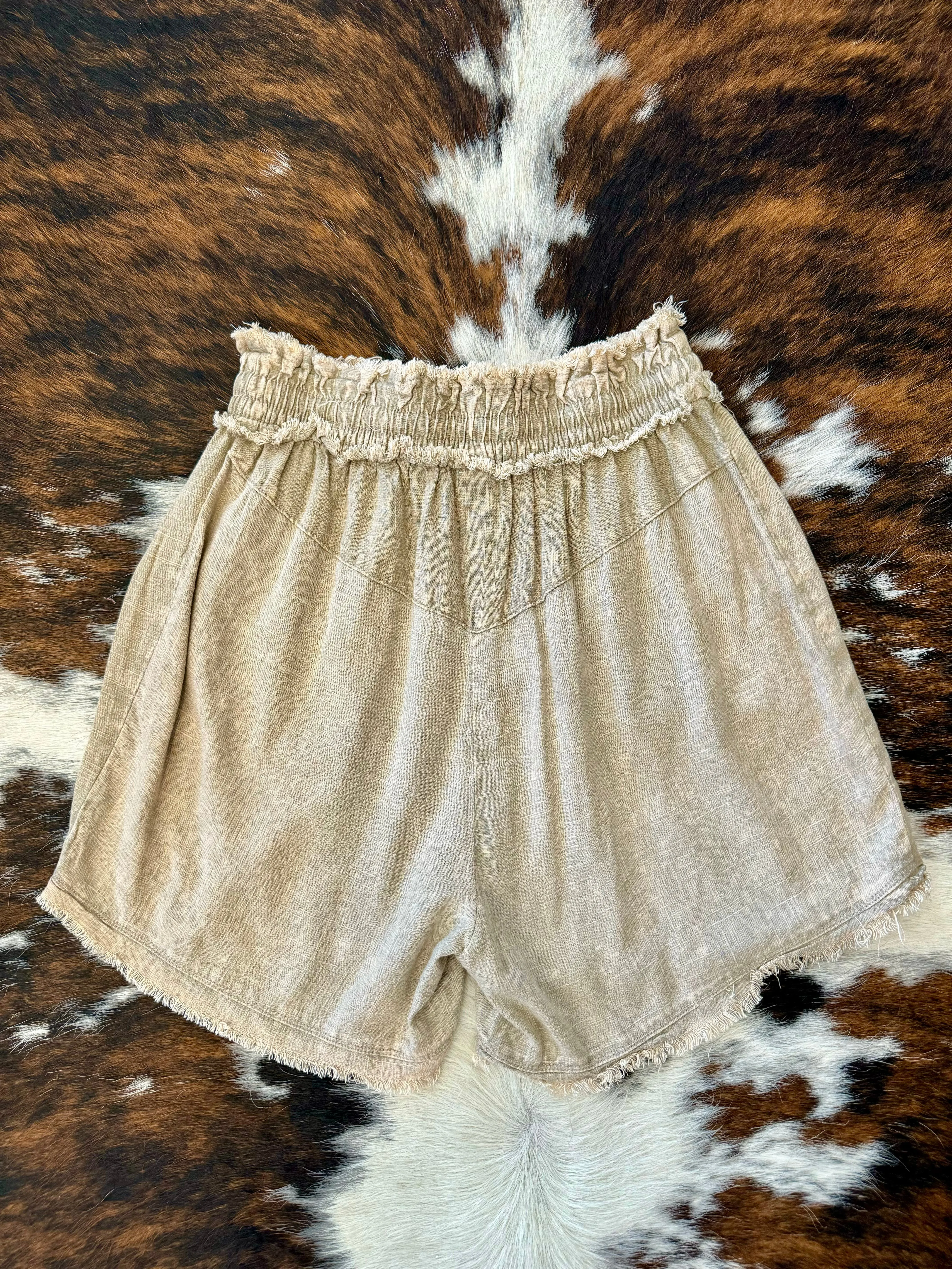 50% Off - Little Do You Know Beige Linen Shorts
