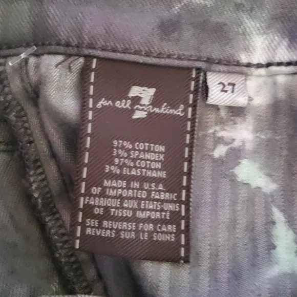 7 For All Mankind Tie Dye Jean Shorts Size 27 New