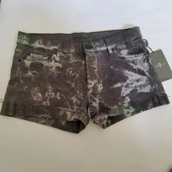 7 For All Mankind Tie Dye Jean Shorts Size 27 New