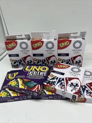 (8) UNO Olympic Games Tokyo 2020 Card Game Uno Flip Bulk Rare Mattel Party Pack