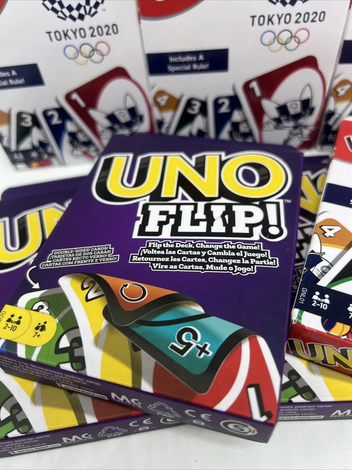 (8) UNO Olympic Games Tokyo 2020 Card Game Uno Flip Bulk Rare Mattel Party Pack