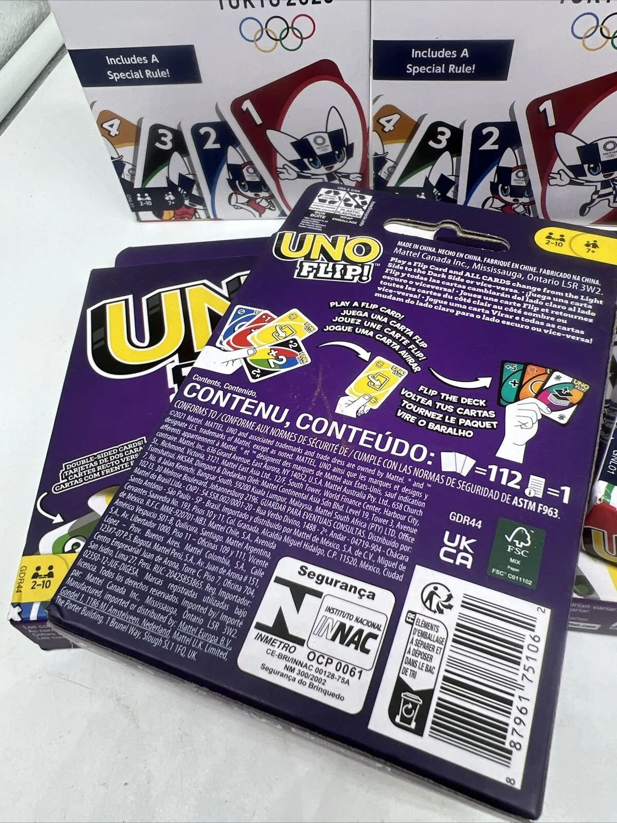 (8) UNO Olympic Games Tokyo 2020 Card Game Uno Flip Bulk Rare Mattel Party Pack