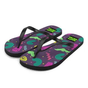 90s Goth Style Pattern Flip-Flops / All Over Print