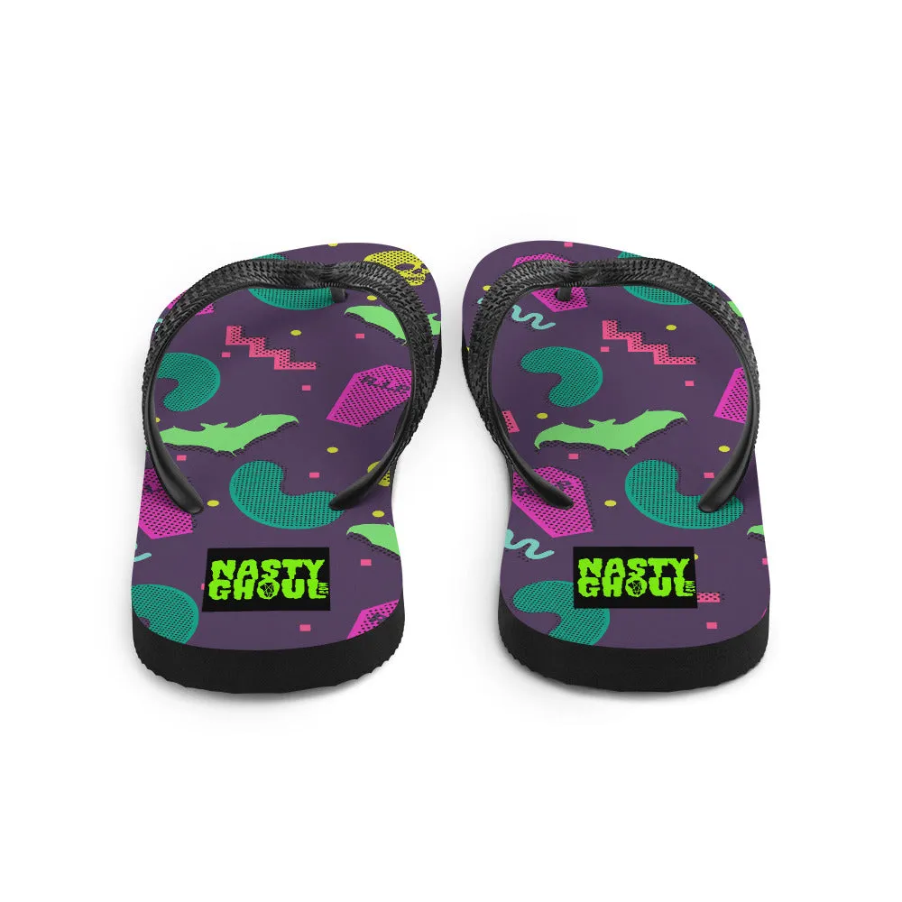 90s Goth Style Pattern Flip-Flops / All Over Print