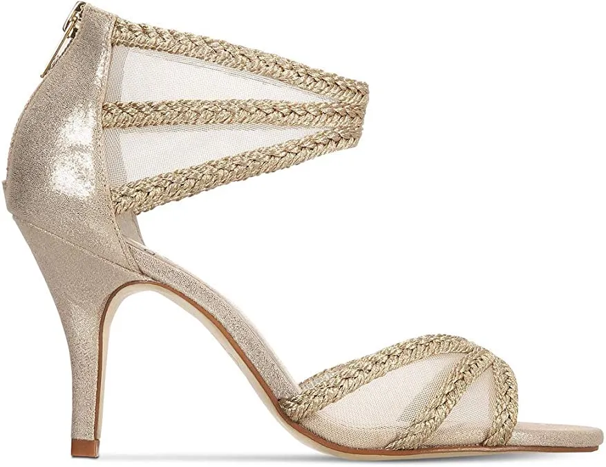 Adrianna Papell Womens Adler Open Toe Special, Platino Metallic, Size 8.5