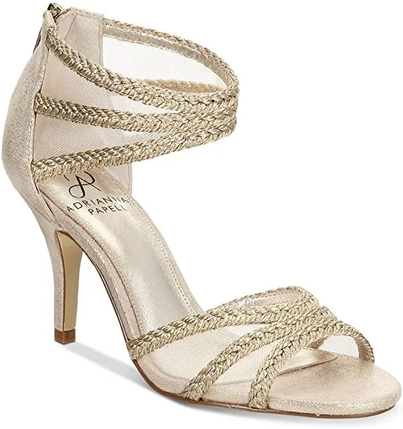Adrianna Papell Womens Adler Open Toe Special, Platino Metallic, Size 8.5