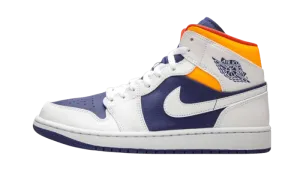 Air Jordan 1 Mid White Laser Orange Deep Royal Blue