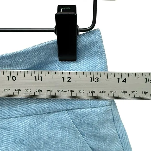 Alice   Olivia Donald High-Waist Linen-Blend Shorts Blue Women’s Size 0