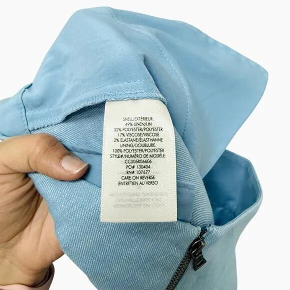 Alice   Olivia Donald High-Waist Linen-Blend Shorts Blue Women’s Size 0
