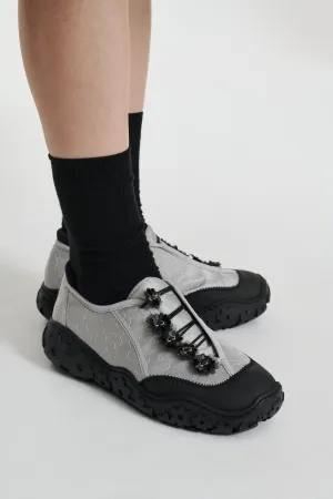 ALINA | SNEAKER EMBROIDERED SATIN GREY