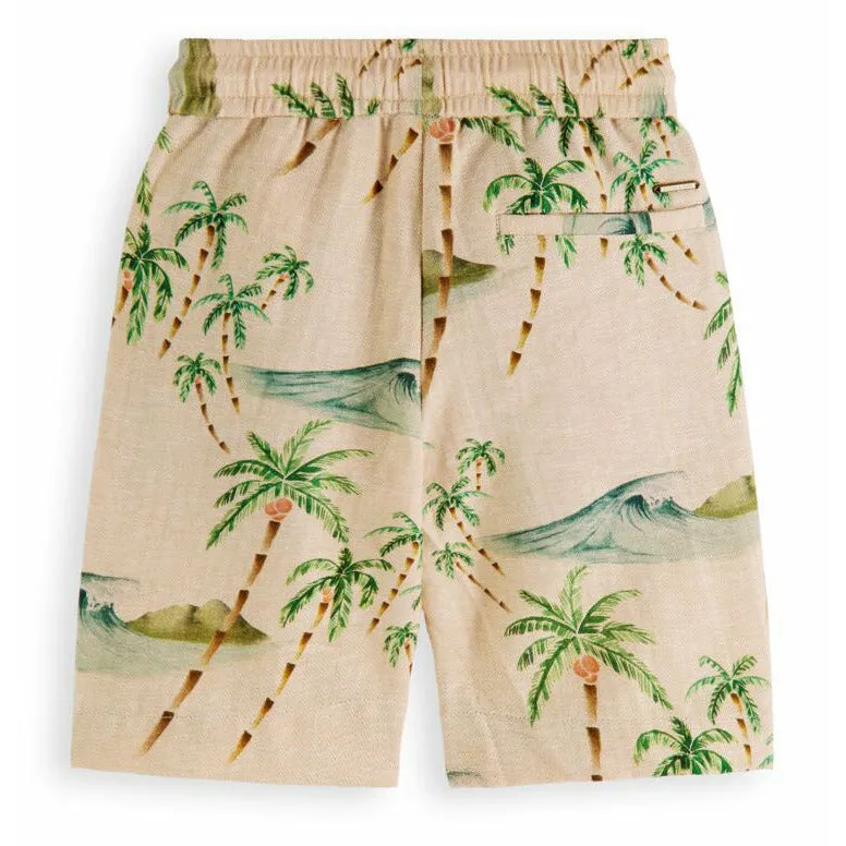 All-Over Printed Linen Shorts