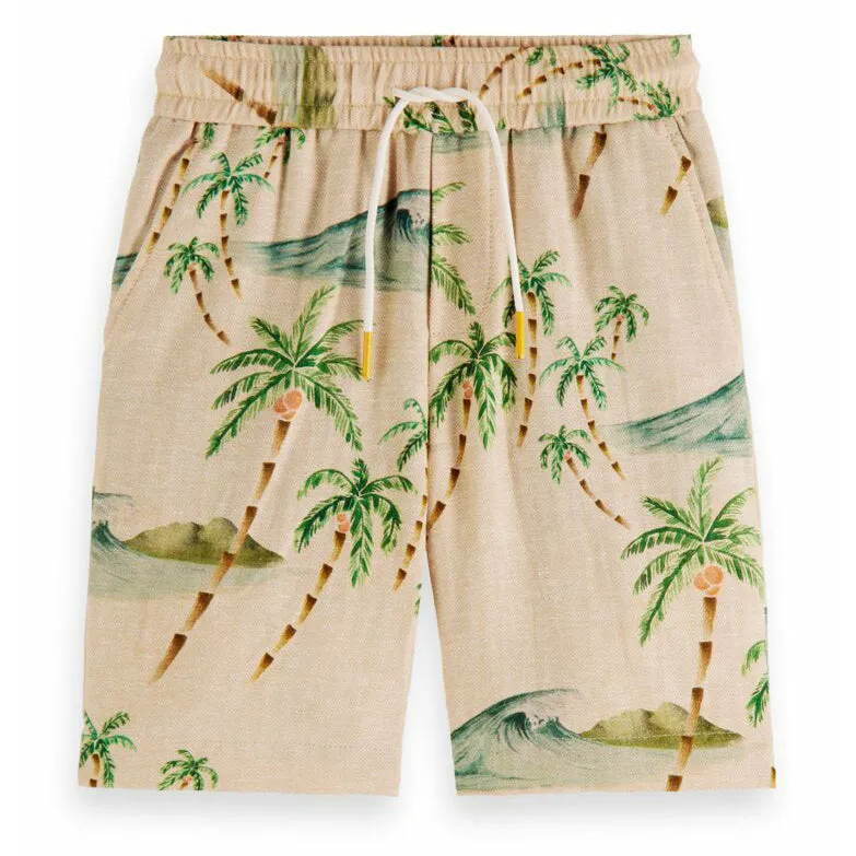 All-Over Printed Linen Shorts