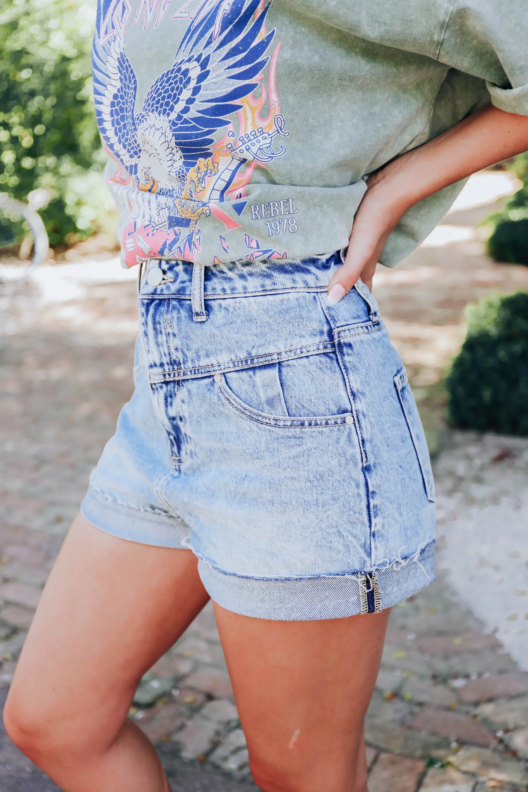Amber Acid Washed Denim Shorts