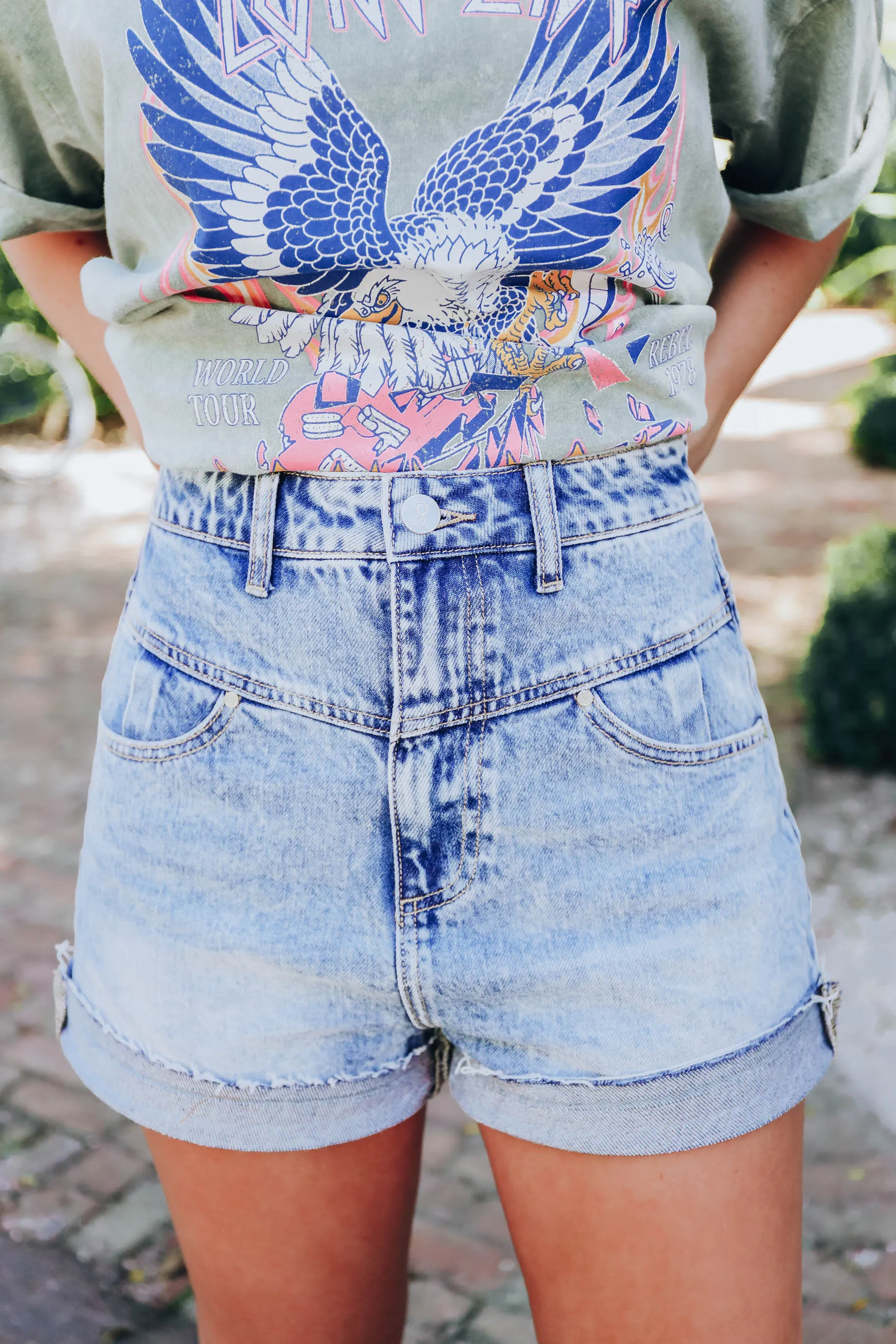 Amber Acid Washed Denim Shorts