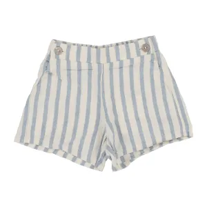 Analogie Linen Stripe Pull On Shorts - Blue