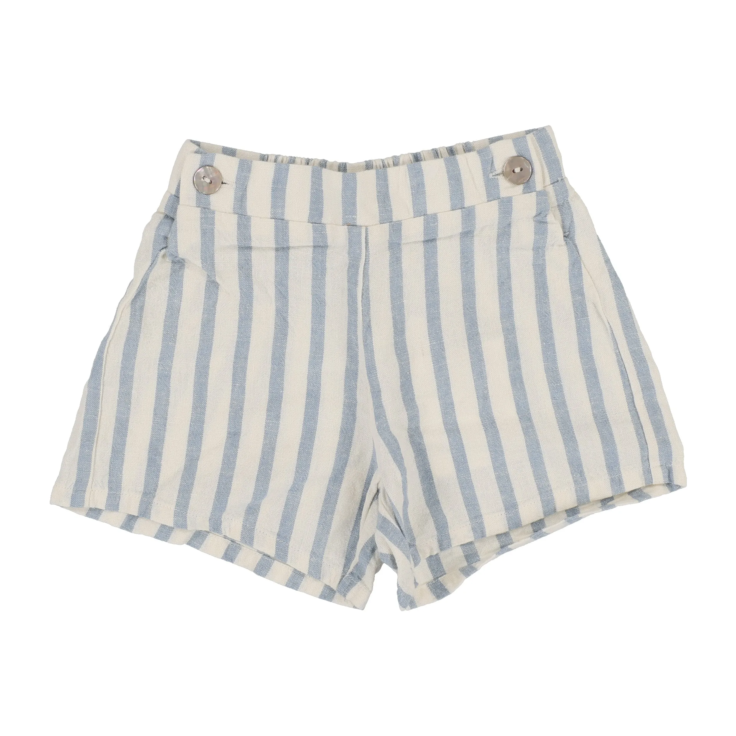 Analogie Linen Stripe Pull On Shorts - Blue