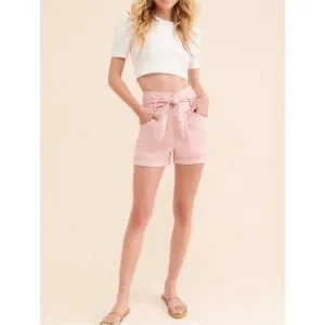 Anthropologie Pink Paperbag Shorts. New with Tags. Size 12