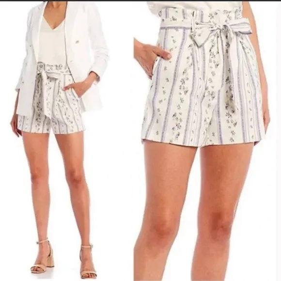 Antonio Melani Graziela Linen Floral Stripe Shorts.