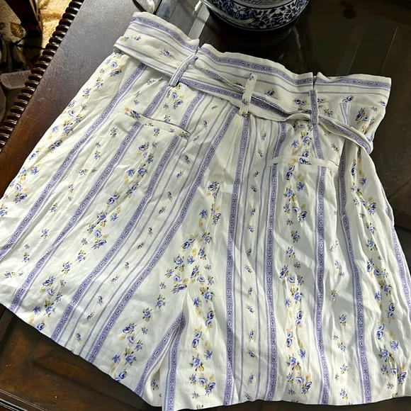 Antonio Melani Graziela Linen Floral Stripe Shorts.