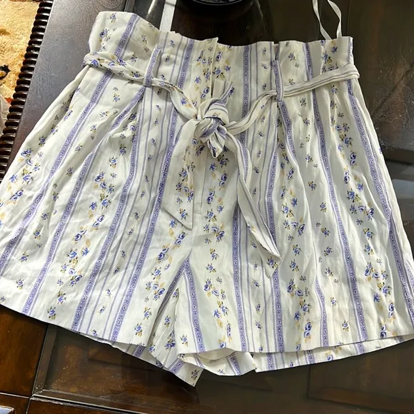 Antonio Melani Graziela Linen Floral Stripe Shorts.
