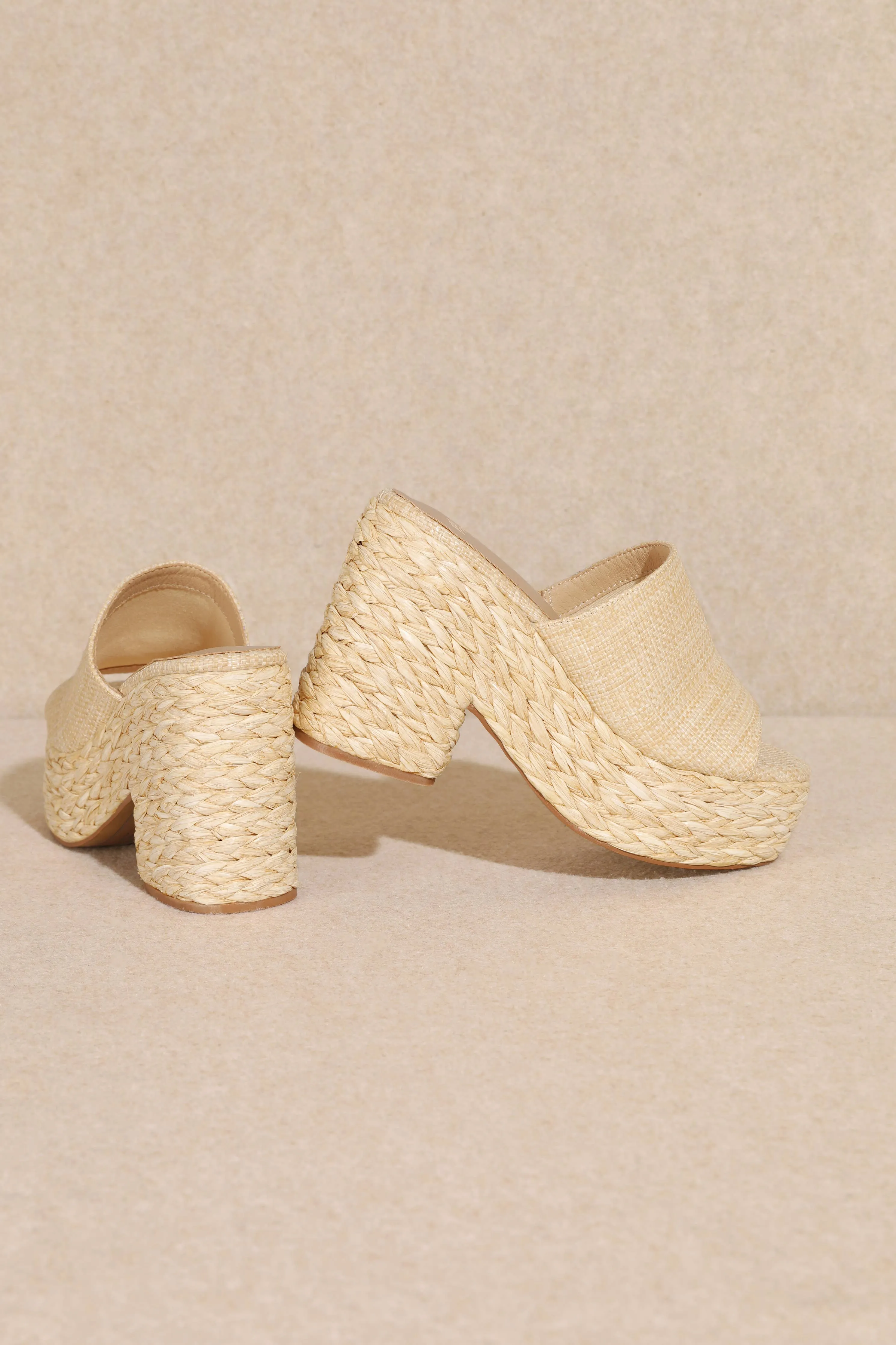 Ashlyn Rattan Platform Sandal