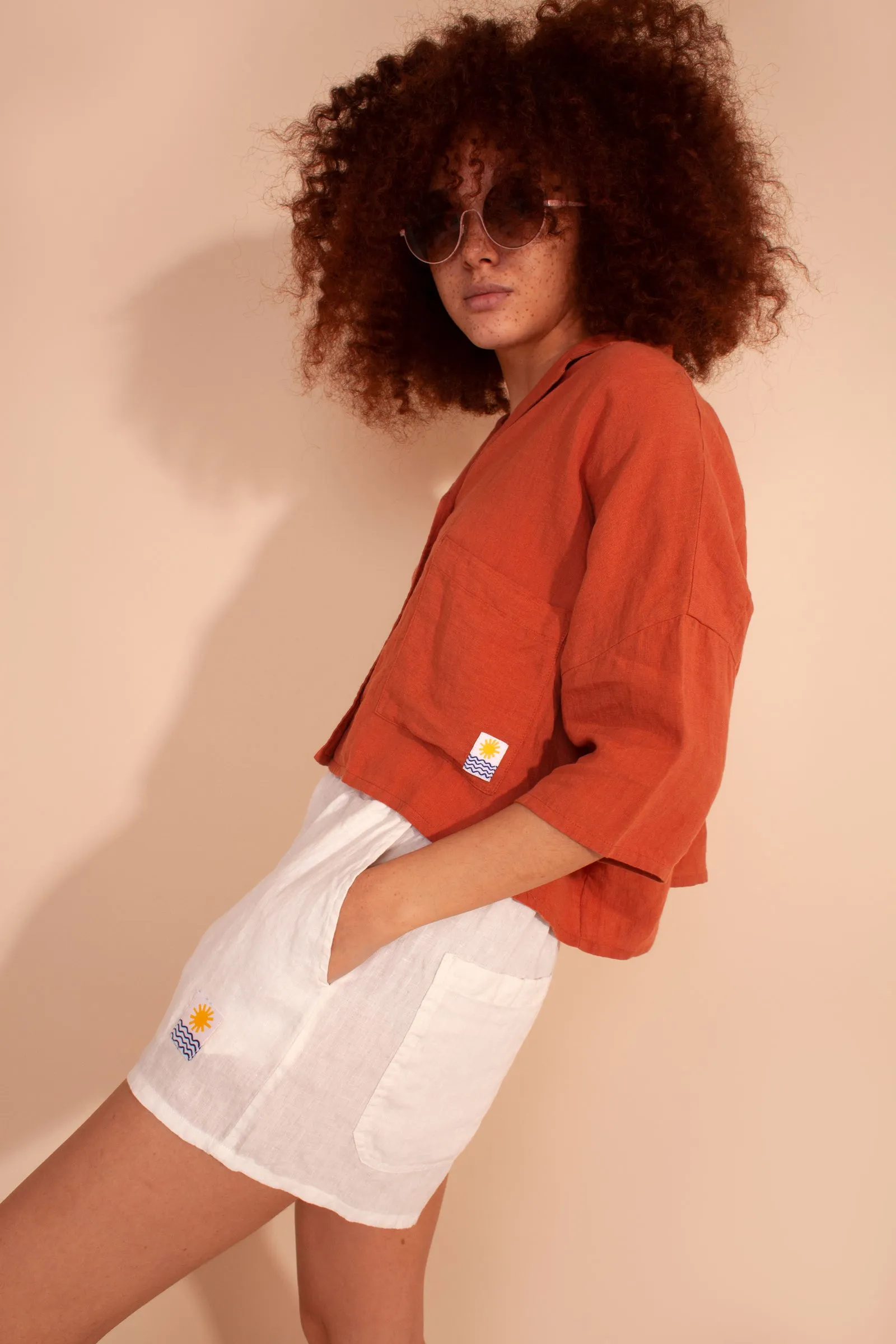 Basic Linen Shorts Ivory