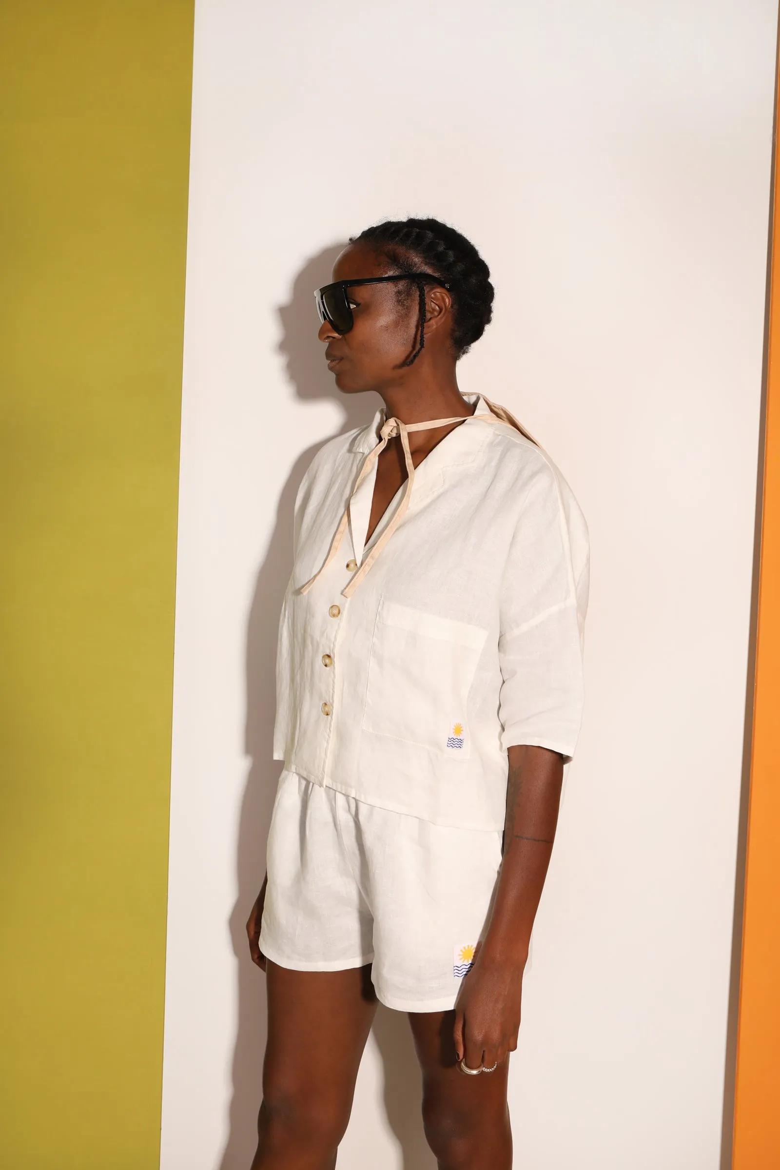 Basic Linen Shorts Ivory