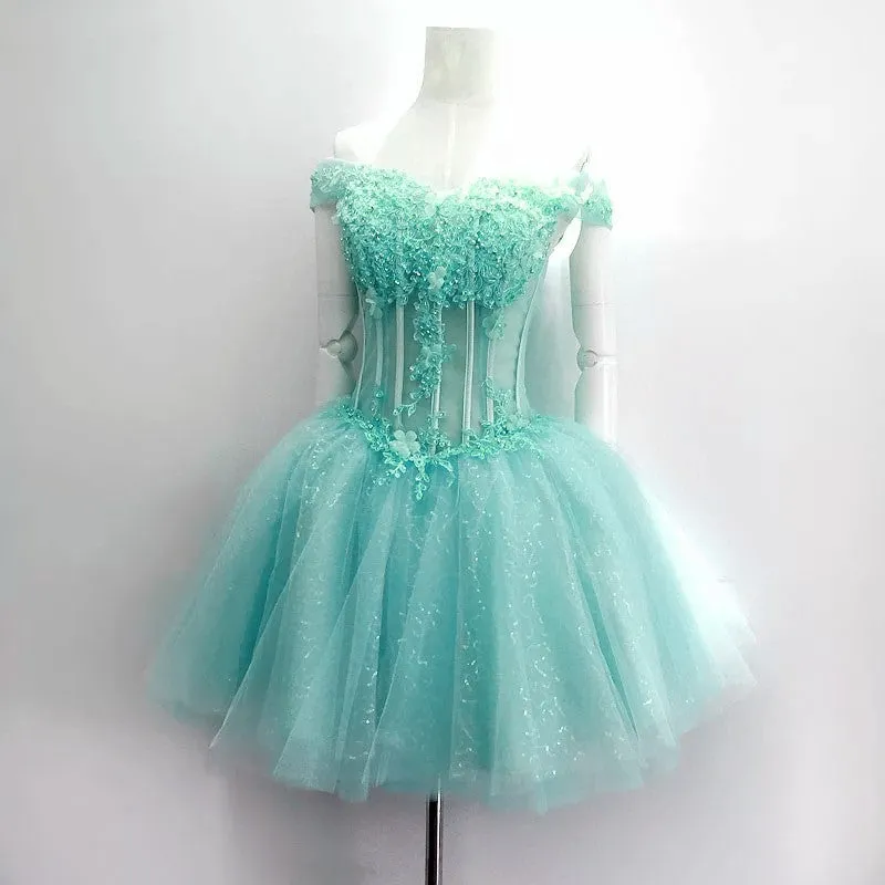 Beautiful Mint Green Tulle Sweetheart Short Prom Dress, Party Dress