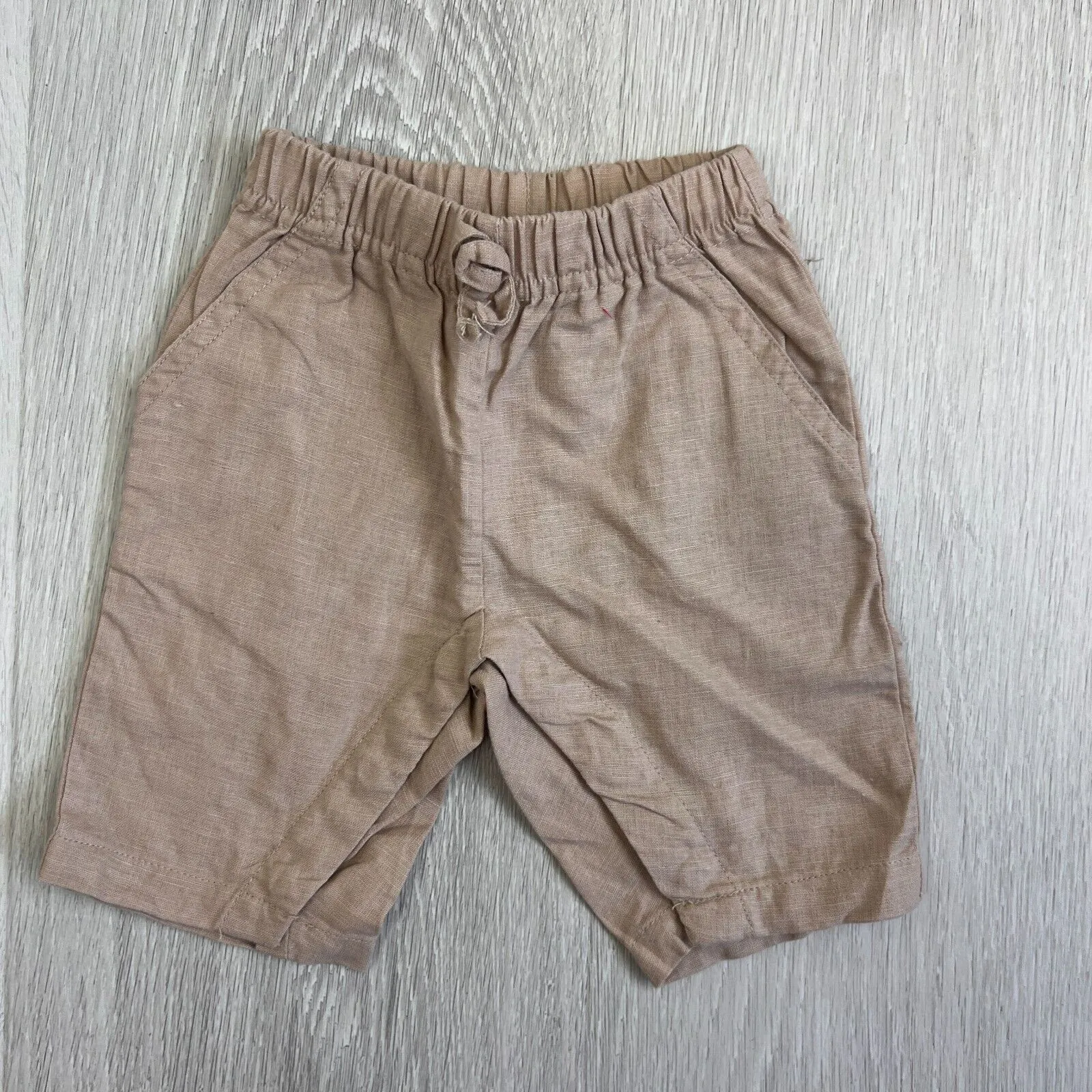 Bebe by Minihaha Brown Linen Shorts Size 0000 (0-3 Months