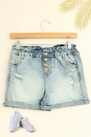 BUTTON UP DENIM SHORTS | KIDS SIZE 7 - 16