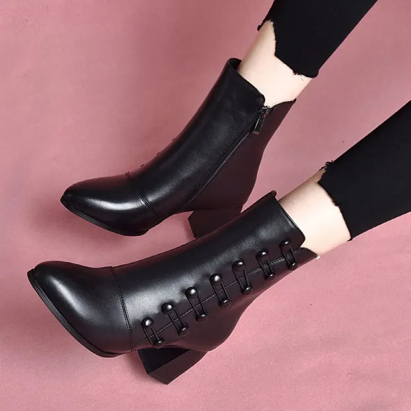 Button Zipper Boots
