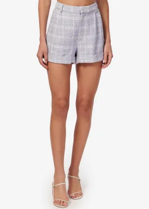 Casey Boucle Short in White/Delphinium