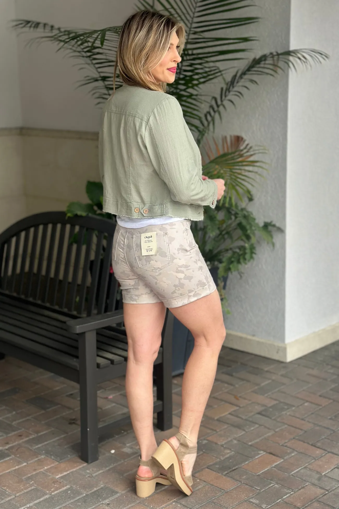 Charlie B Camo Cuffed Hem Twill Shorts