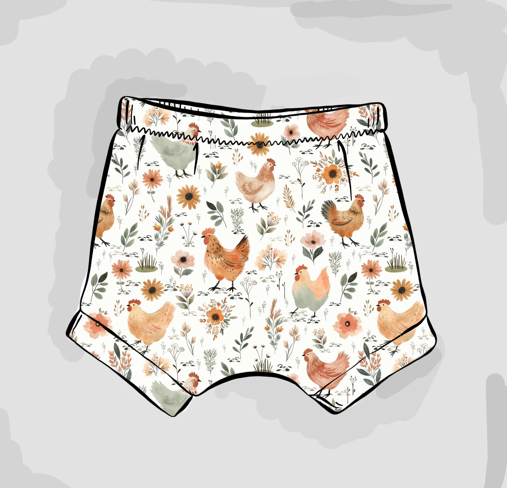 Chicken Meadow Cuffed Shorts