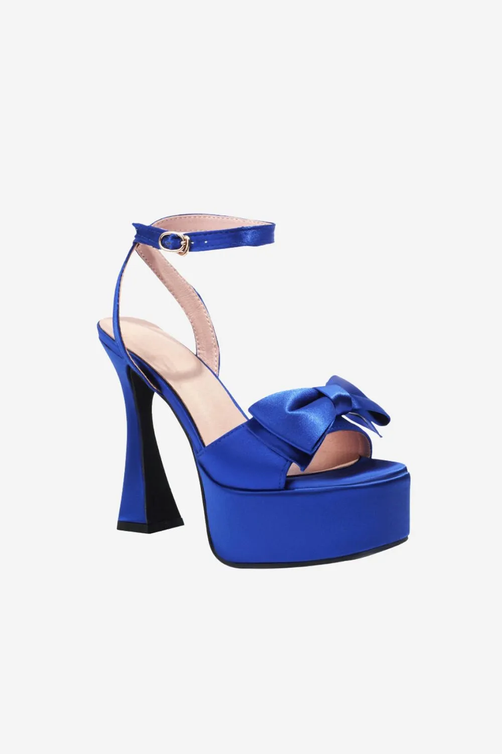 Chunky Hot Pink High Heel Sandals with Bow