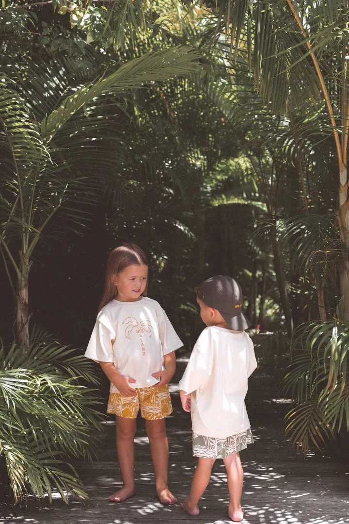 CINNAMON BABY LINEN SHORTS - OLIVE