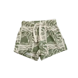 CINNAMON BABY LINEN SHORTS - OLIVE