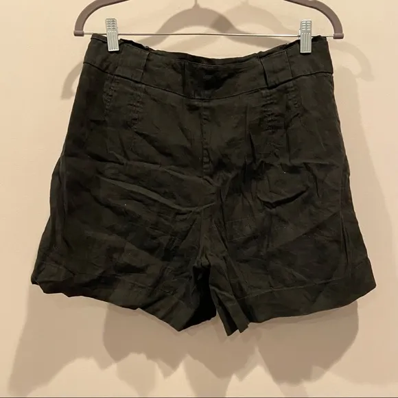 COMPTOIR DES COTONNIERS Pleated High Rise Linen Blend Shorts Size 10