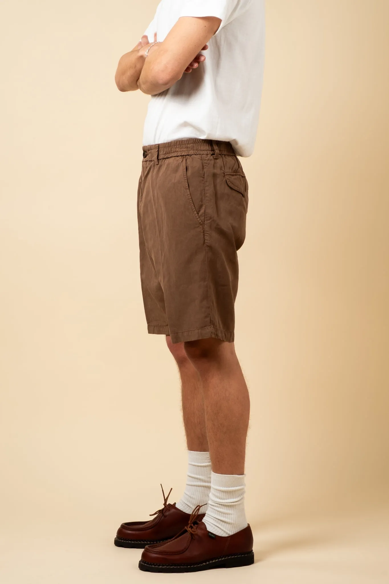 Cotton Linen Shorts - Khaki Beige