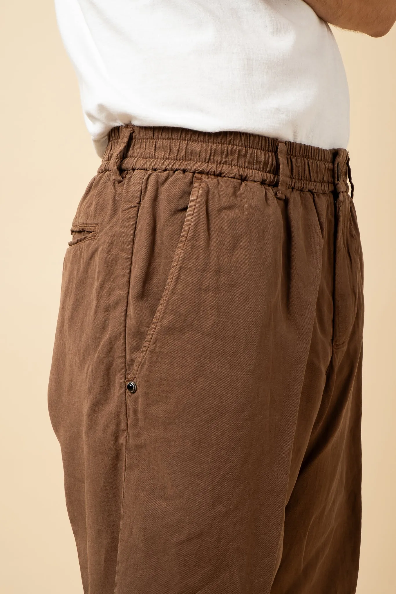 Cotton Linen Shorts - Khaki Beige