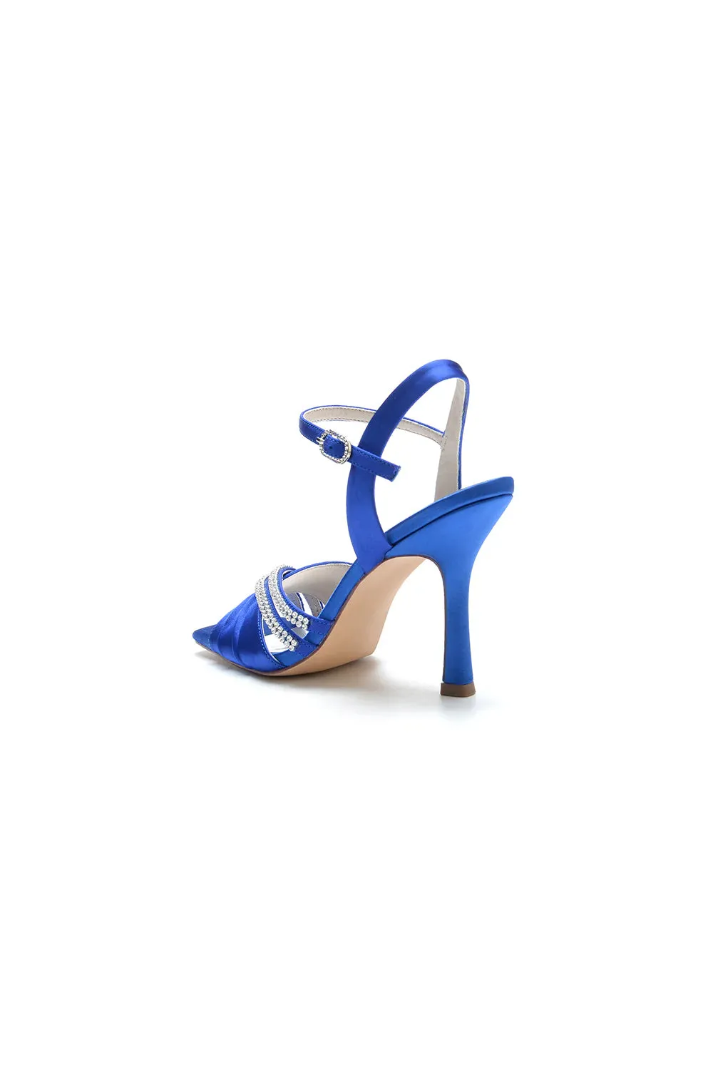 Crystal Straps Square Open Toe Chunky Heels