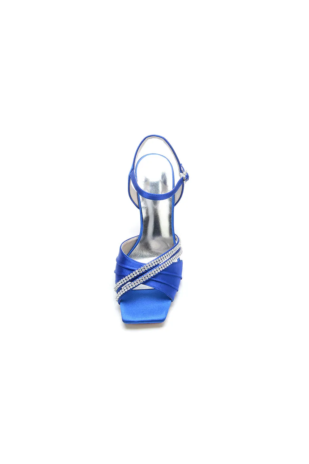 Crystal Straps Square Open Toe Chunky Heels