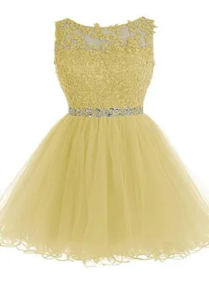 Cute A-line Tulle Short Party Dress, Homecoming Dress