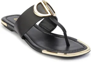DKNY Womens HALCOTT Thong Open Toe Slide Sandals K4051669 Black 7.5M